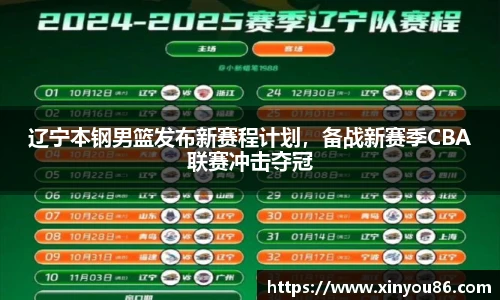 辽宁本钢男篮发布新赛程计划，备战新赛季CBA联赛冲击夺冠